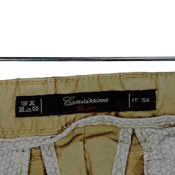 Camicissima Chino Pants sz 54 IT 34 US Beige Milano Italy Stretch Cotton 27"